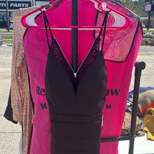 Bebe Black Dress with Pink Lace Accents